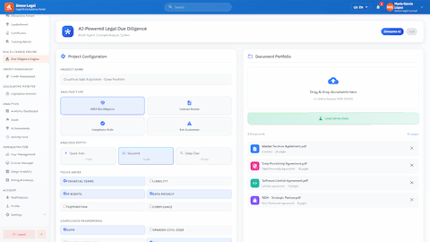 Scenario 1: Multi-Agent Legal Due Diligence Orchestration System interface